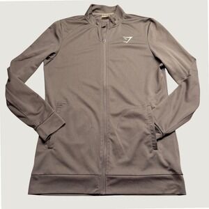 Gymshark Mens Full Zip Track Jacket Charcoal Grey‎ Mock Neck Size L Athleisure